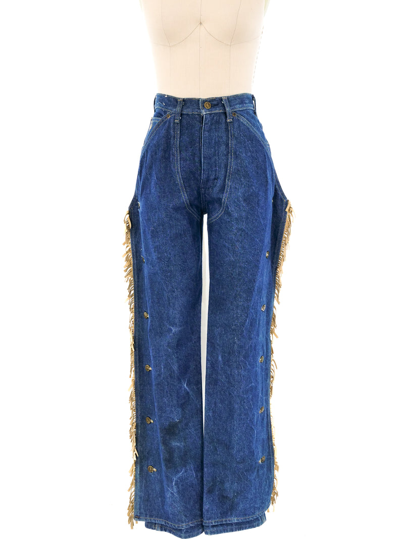 Kenny Rogers Fringed Chaps Style Denim Bottom arcadeshops.com