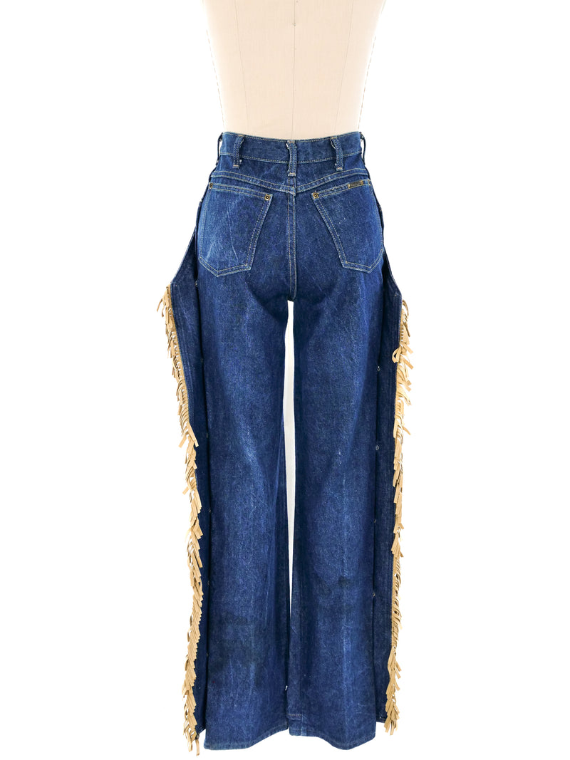 Kenny Rogers Fringed Chaps Style Denim Bottom arcadeshops.com