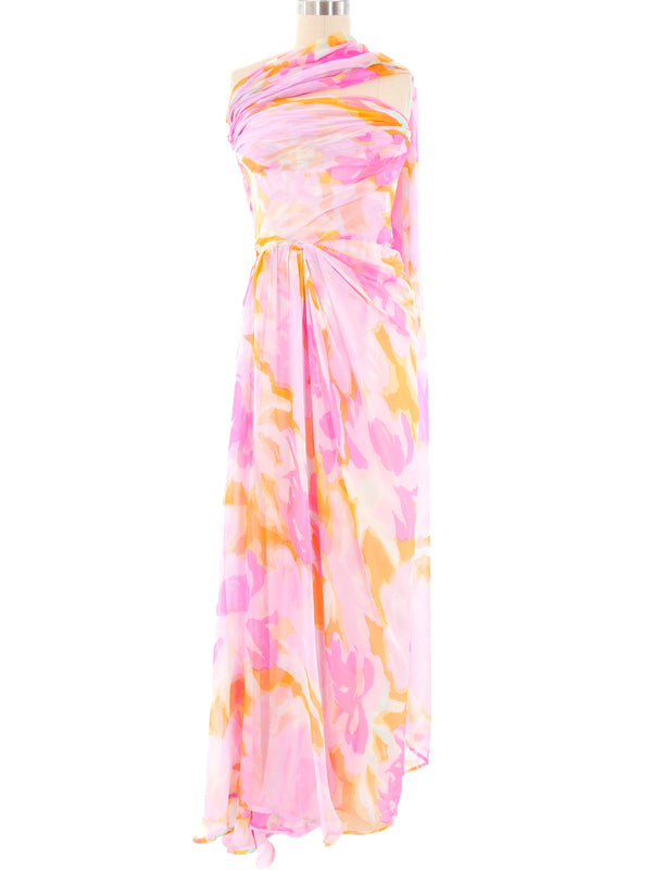 Givenchy Pastel Floral Chiffon Gown Dress arcadeshops.com