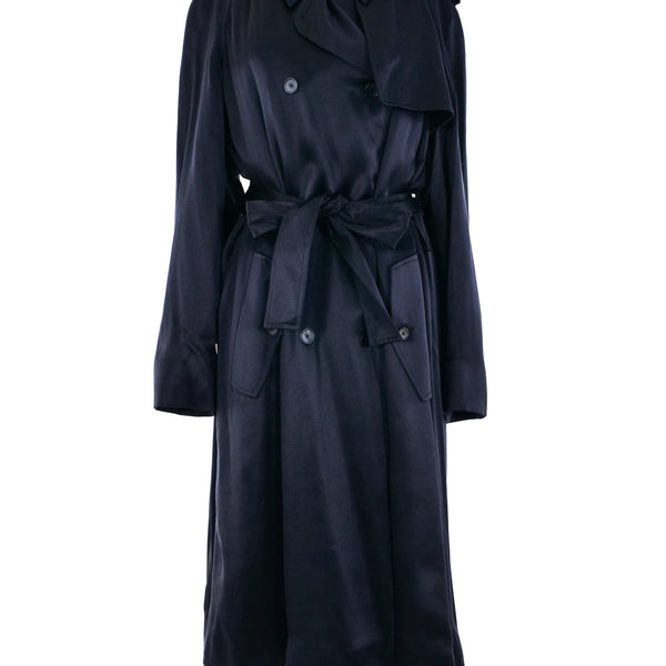 【送料&関税込】Saint Laurent Satin Coat SAINT LAURENT Satin Trench Coat in Black | endource