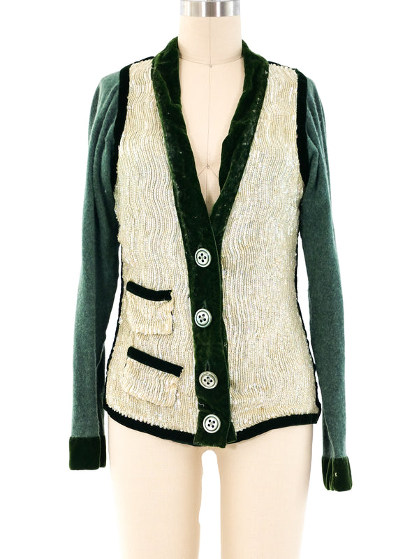 Voyage Sequin Embellished Wool Cardigan Jacket arcadeshops.com