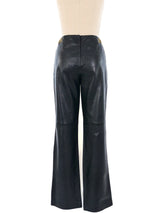 Versace Jeans Couture Greek Key Embellished Leather Pants Bottom arcadeshops.com
