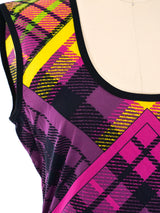 Gianni Versace Plaid Printed Silk Maxi Dress Dress arcadeshops.com