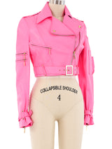 Versace Neon Pink Leather Motorcycle Jacket Jacket arcadeshops.com