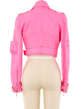 Versace Neon Pink Leather Motorcycle Jacket Jacket arcadeshops.com