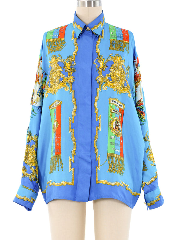 Versace Istante American Indian Silk Shirt Top arcadeshops.com