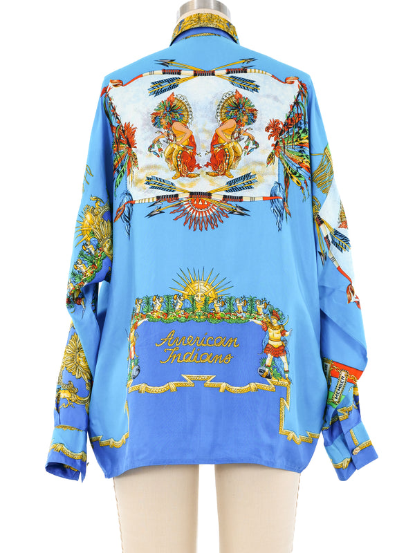 Versace Istante American Indian Silk Shirt Top arcadeshops.com