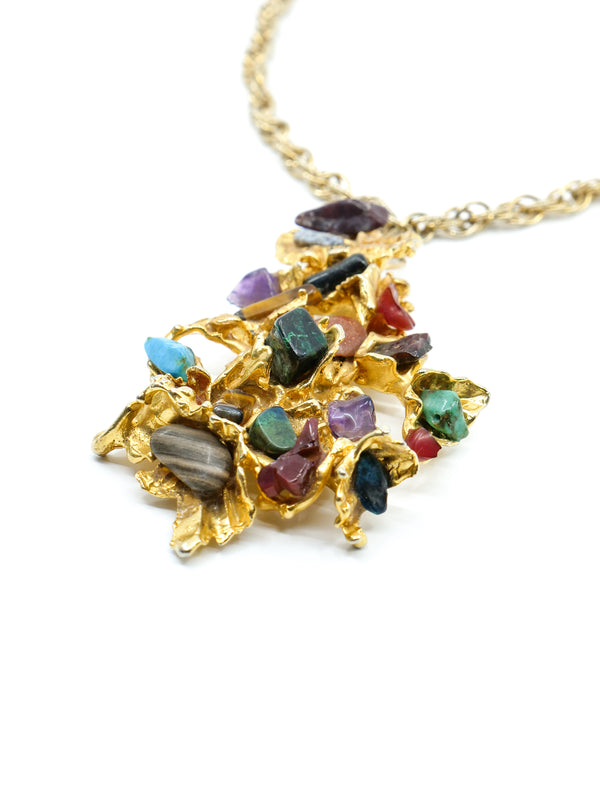 Stone Studded Pendant Necklace Accessory arcadeshops.com