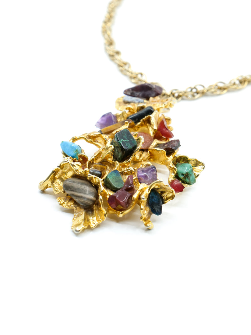 Stone Studded Pendant Necklace Accessory arcadeshops.com