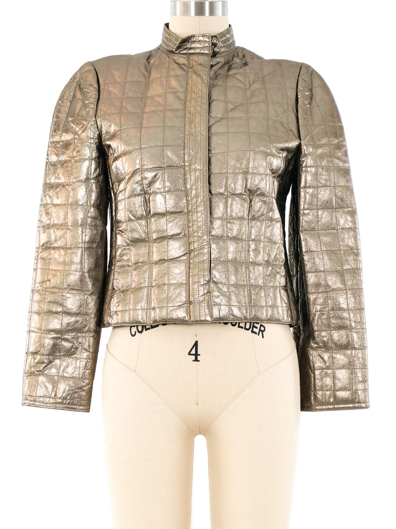 Adele Simpson Metallic Quilted Crop Jacket Jacket arcadeshops.com