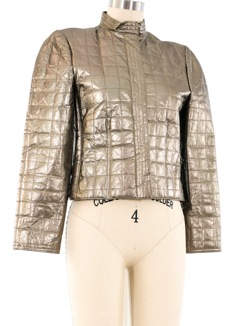 Adele Simpson Metallic Quilted Crop Jacket Jacket arcadeshops.com