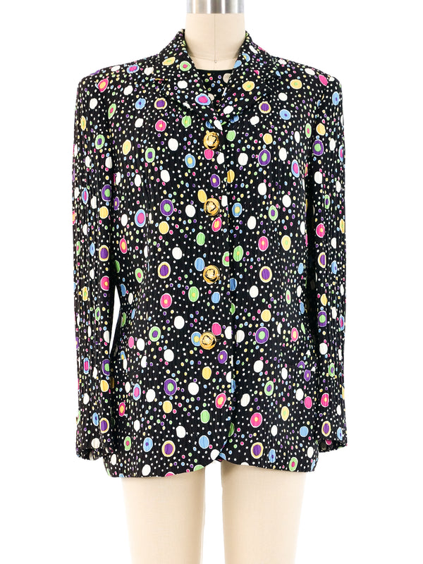 Versace Dot Printed Bodysuit Blazer Set Suit arcadeshops.com