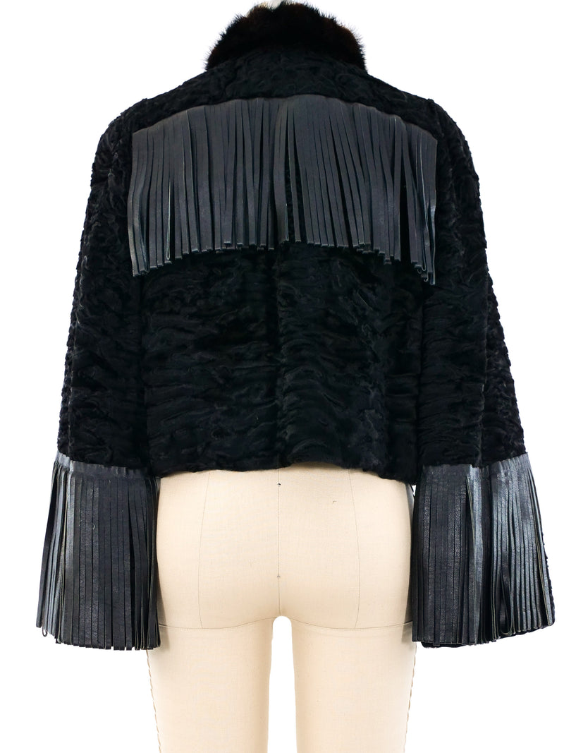Christian Dior Fringe Trimmed Fur Coat Outerwear arcadeshops.com