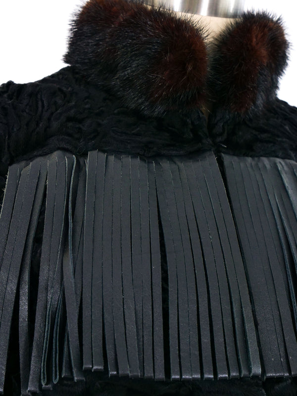 Christian Dior Fringe Trimmed Fur Coat Outerwear arcadeshops.com