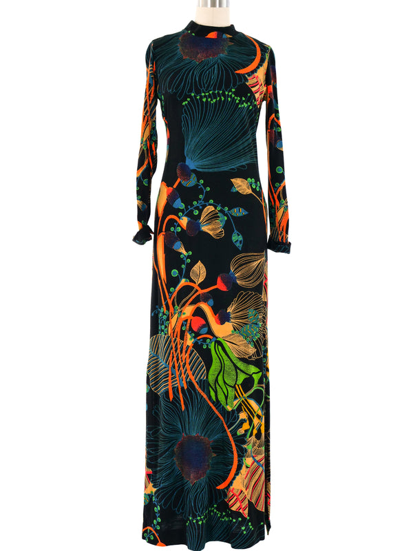 Lanvin Floral Printed Jersey Dress Dress arcadeshops.com
