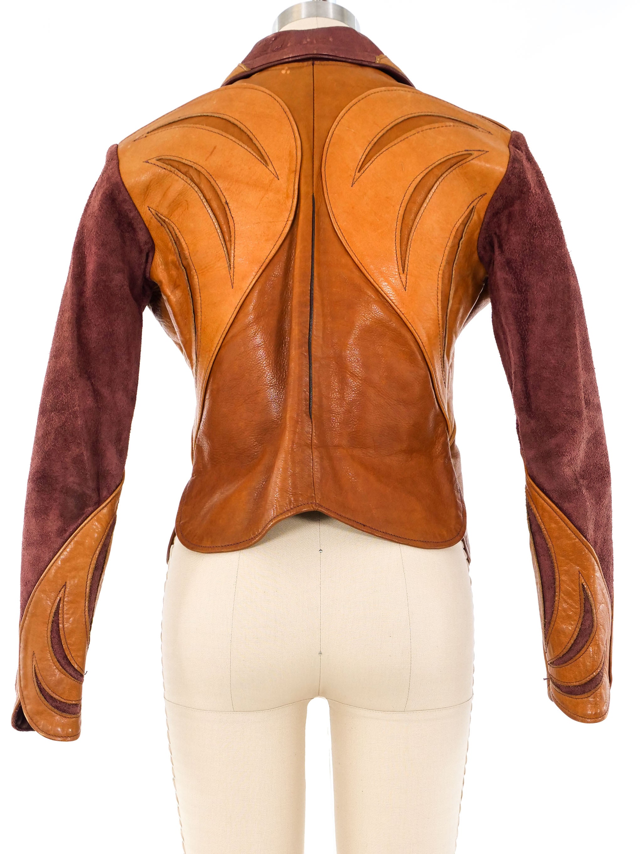 【OAN】Color matching leather blouson MANDARINE TREE - Draw leather leather blouson Jacket spring