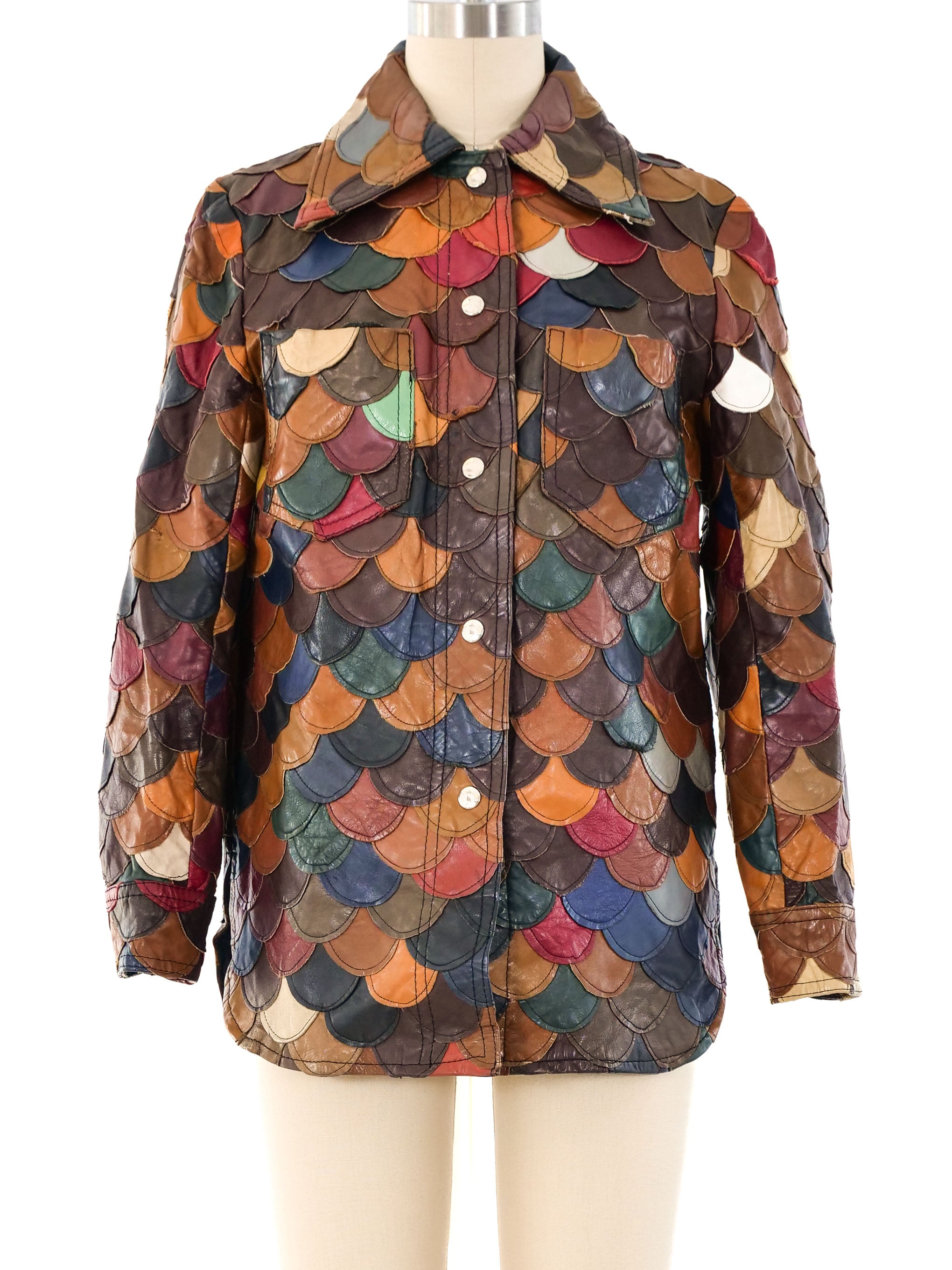 Scalloped Leather Patchwork Shirt Scalloped Leather Patchwork Shirt