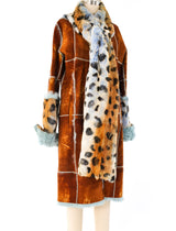 Leopard Printed Ice Blue Fur Coat Outerwear arcadeshops.com