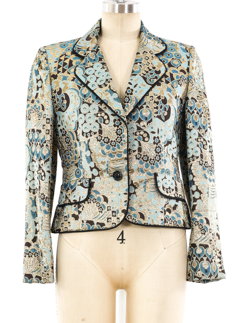 Metallic Brocade Cropped Blazer Jacket arcadeshops.com