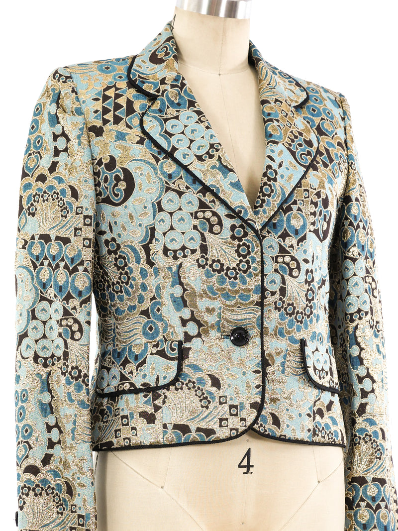Metallic Brocade Cropped Blazer Jacket arcadeshops.com