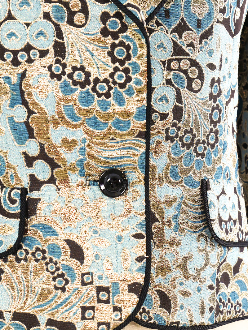 Metallic Brocade Cropped Blazer Jacket arcadeshops.com