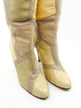 Patchwork Snake Heeled Boots, 10 Accessory arcadeshops.com