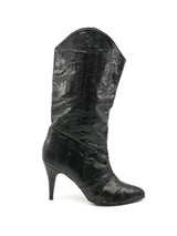 Black Snakeskin Heeled Boots, 9 Accessory arcadeshops.com