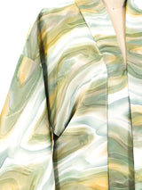 Green Marble Printed Haori Kimono Jacket arcadeshops.com