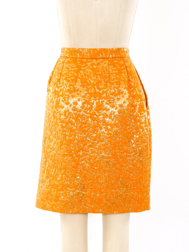 Yves Saint Laurent Tangerine Brocade Skirt Bottom arcadeshops.com