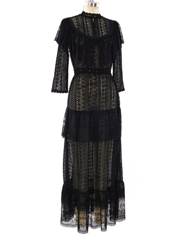 Black Tiered Lace Maxi Dress