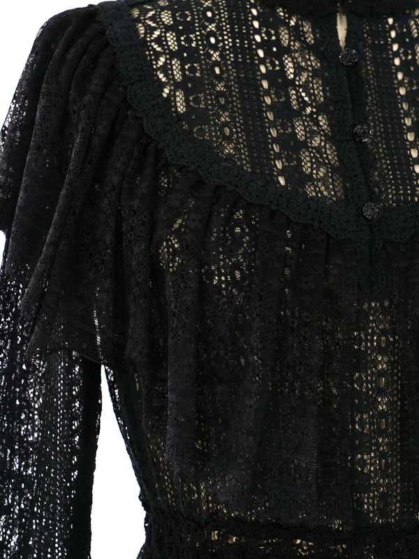 Black Tiered Lace Maxi Dress Dress arcadeshops.com