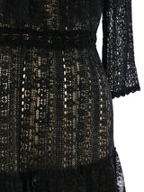 Black Tiered Lace Maxi Dress Dress arcadeshops.com