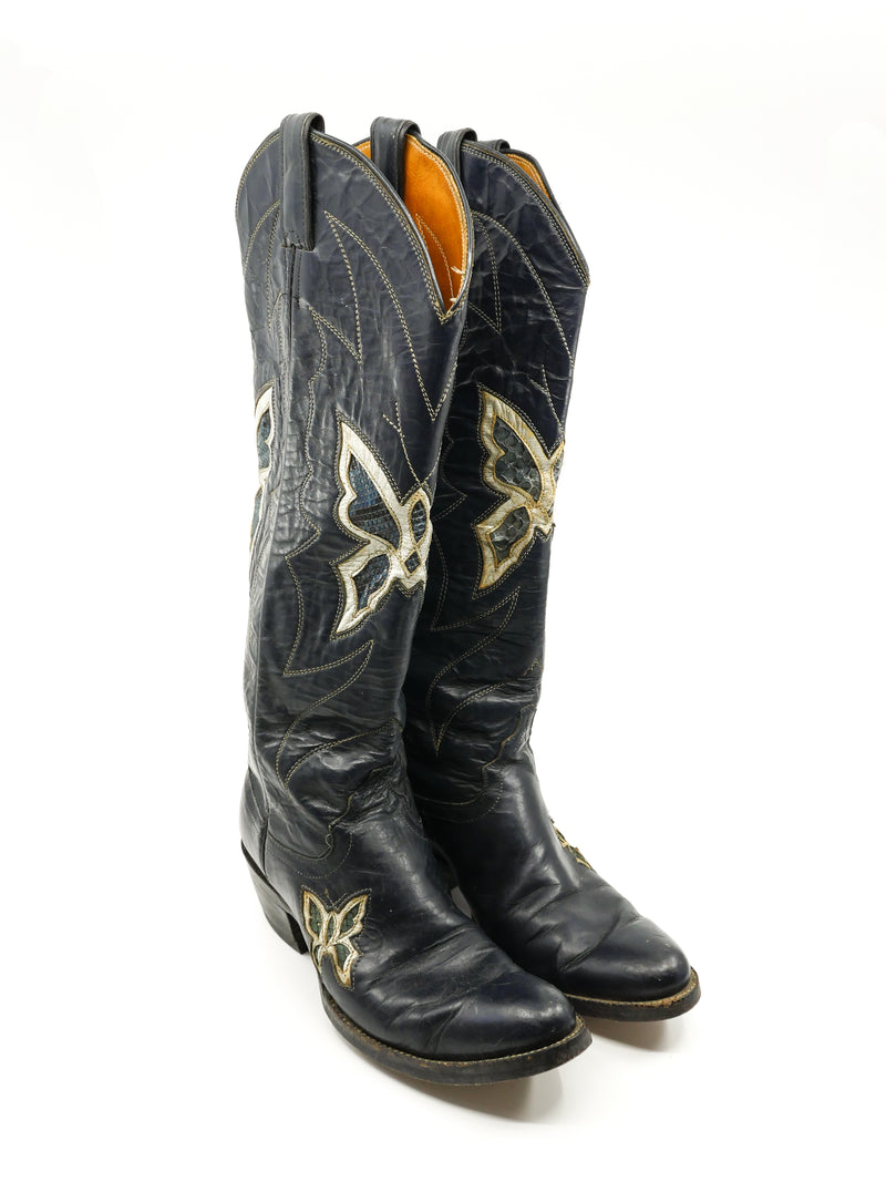 Justin Butterfly Inlay Leather Western Boots, 7 Accessory arcadeshops.com
