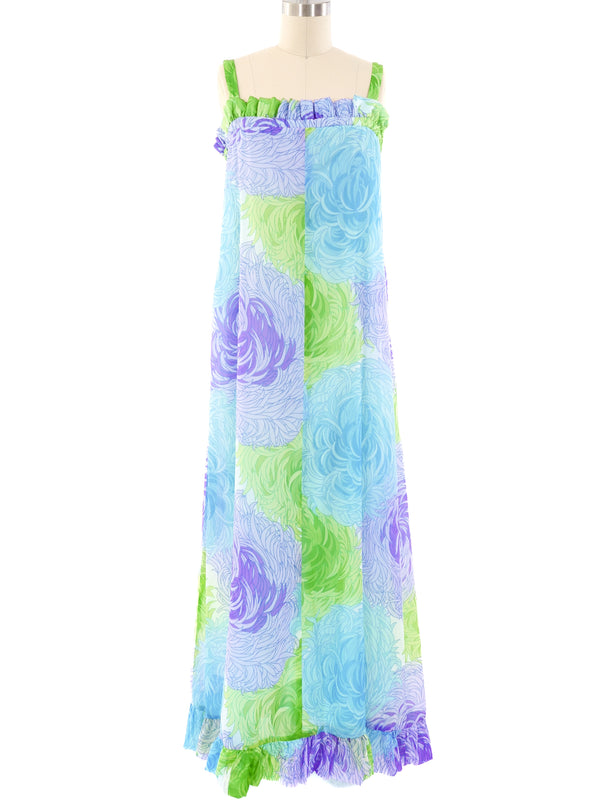 1960's Malia Honolulu Printed Maxi Dress Dress arcadeshops.com