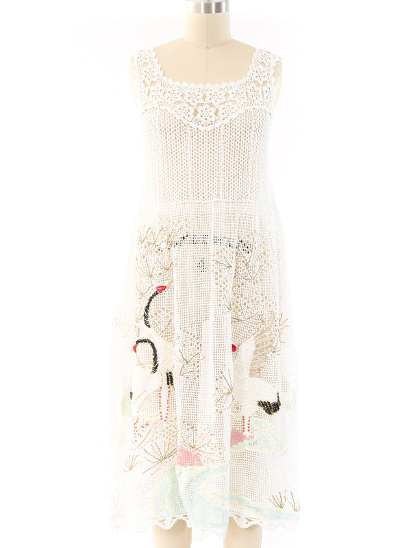Crane Embellished Crochet Tank Dress Dress arcadeshops.com