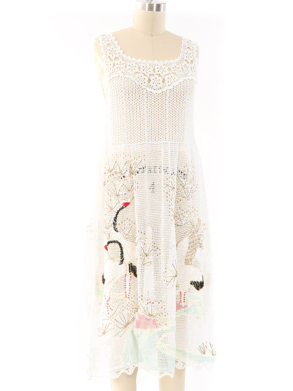 Crane Embellished Crochet Tank Dress Dress arcadeshops.com