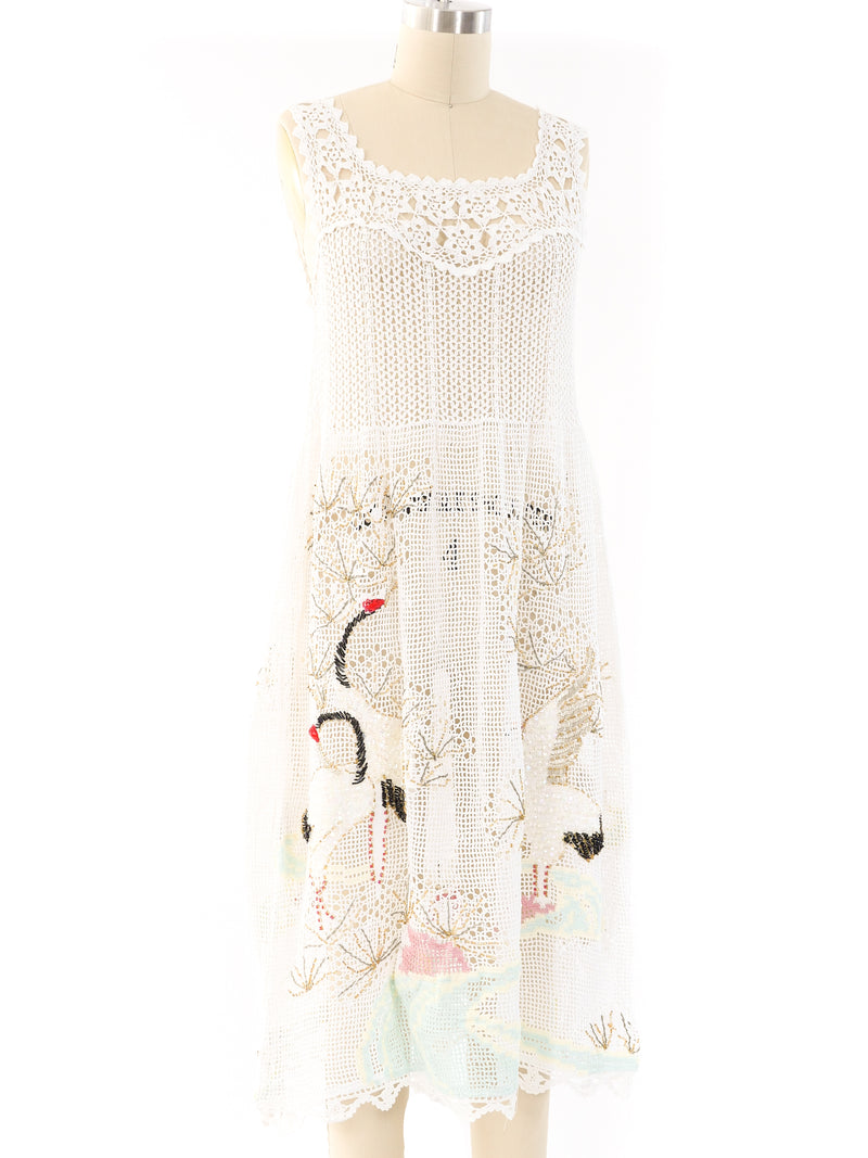 Crane Embellished Crochet Tank Dress Dress arcadeshops.com