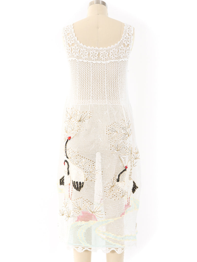 Crane Embellished Crochet Tank Dress Dress arcadeshops.com