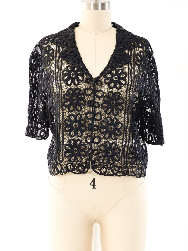 Floral Soutache Net Top Top arcadeshops.com