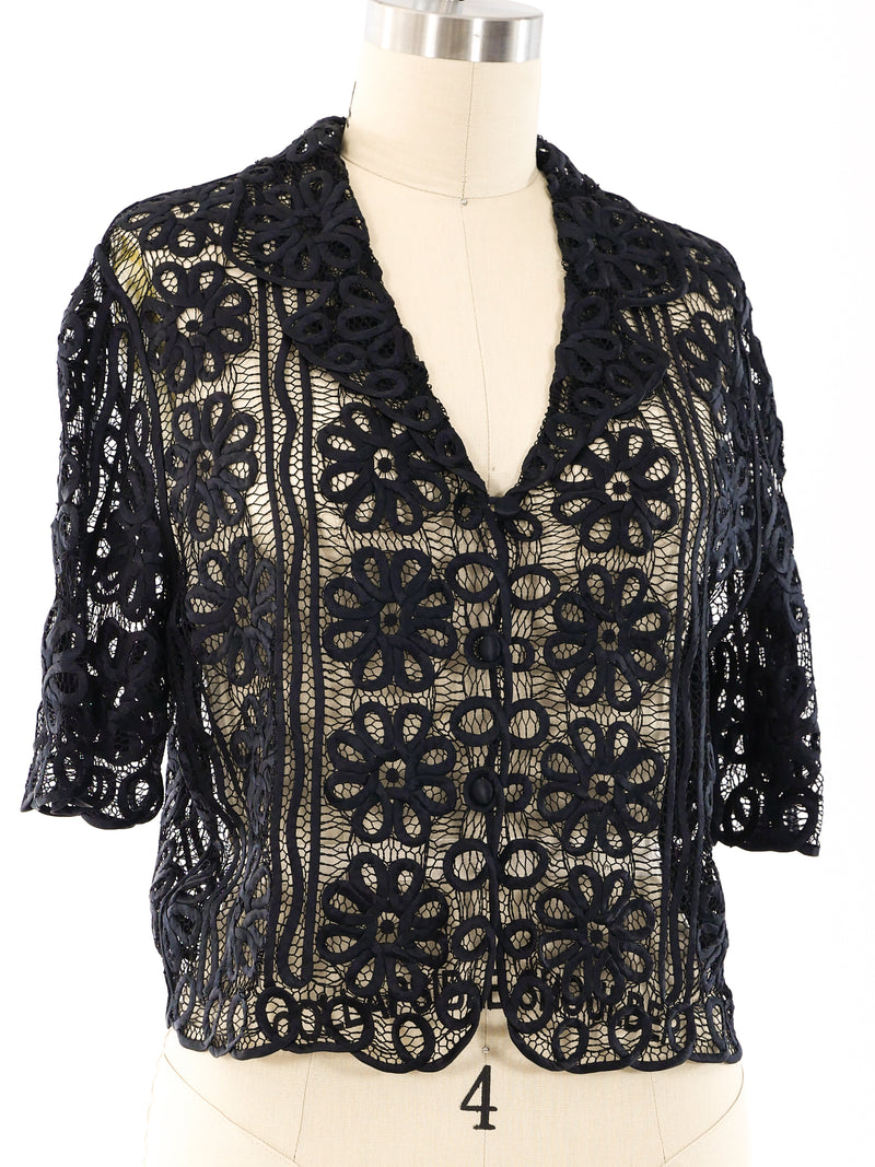 Floral Soutache Net Top Top arcadeshops.com