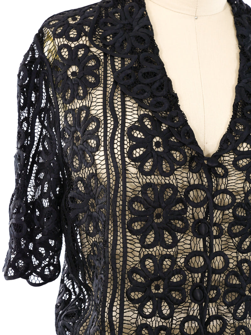 Floral Soutache Net Top Top arcadeshops.com