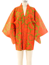 Graphic Printed Raw Silk Kimono Jacket arcadeshops.com