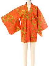 Graphic Printed Raw Silk Kimono Jacket arcadeshops.com