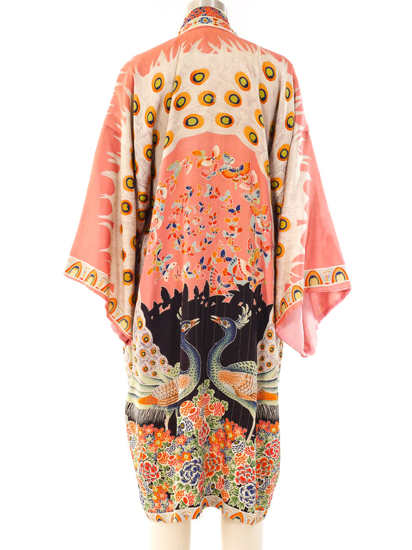 Peacock Printed Silk Robe Jacket arcadeshops.com