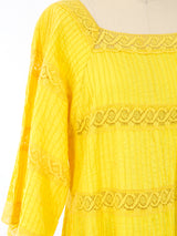 Yellow Pintuck Pleated Dress Dress arcadeshops.com