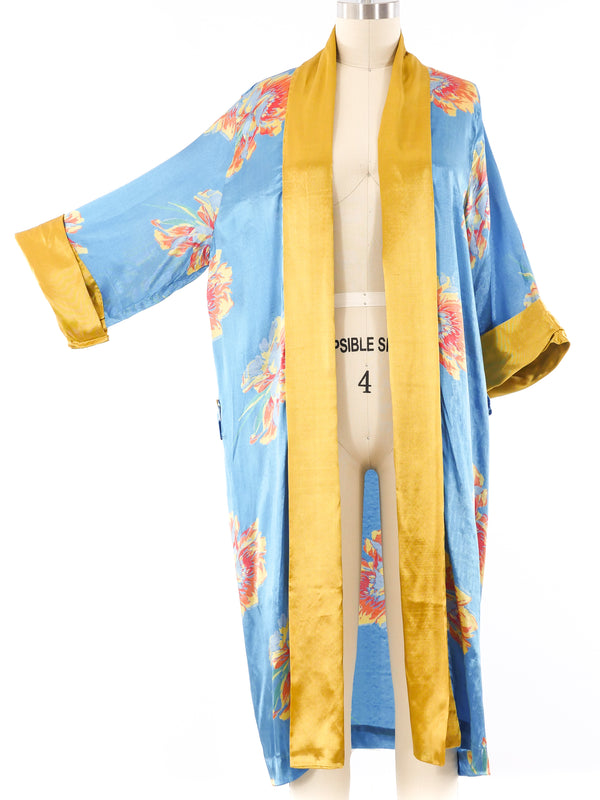 1920's Floral Printed Satin duster Jacket arcadeshops.com