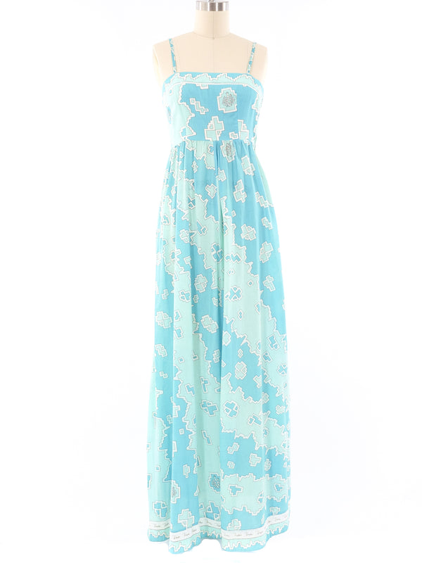 Emilio Pucci Aqua Cotton Maxi Dress Dress arcadeshops.com