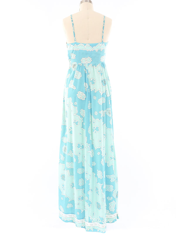 Emilio Pucci Aqua Cotton Maxi Dress Dress arcadeshops.com