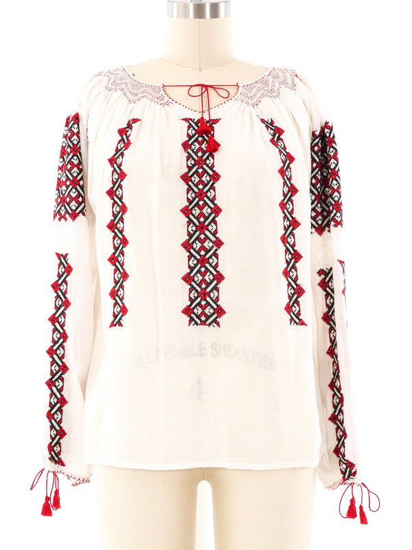 Hand Embroidered Peasant Blouse Top arcadeshops.com