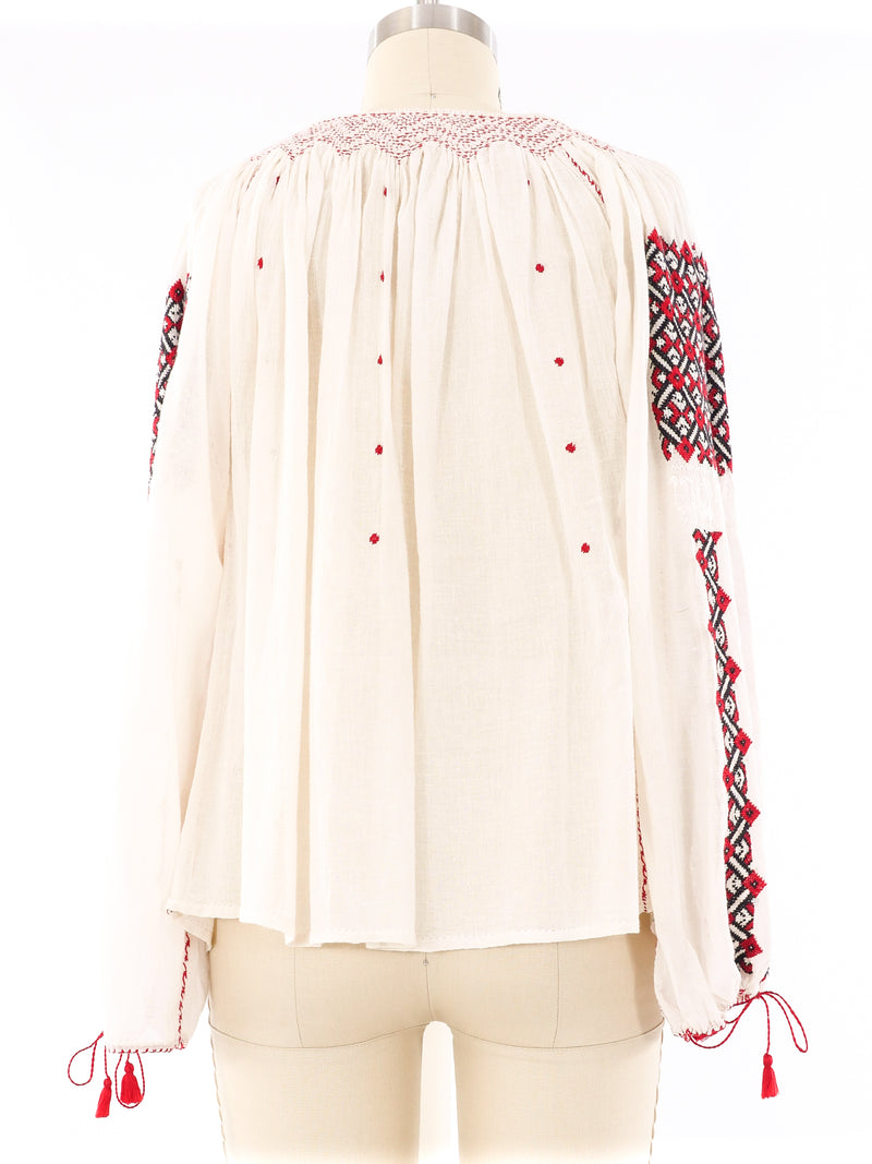 Hand Embroidered Peasant Blouse Top arcadeshops.com